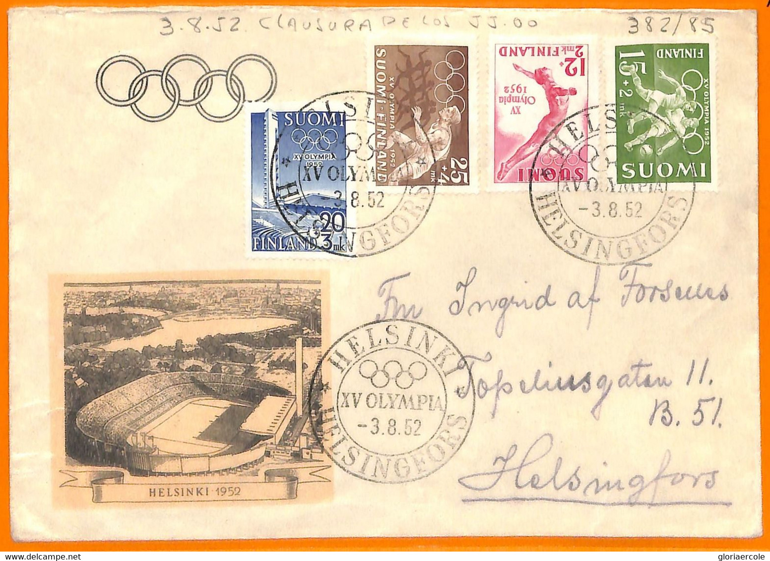 Aa2839 -  FINLAND - POSTAL HISTORY - 1952 Olympics COVER Closing Day Of Games - Ete 1952: Helsinki