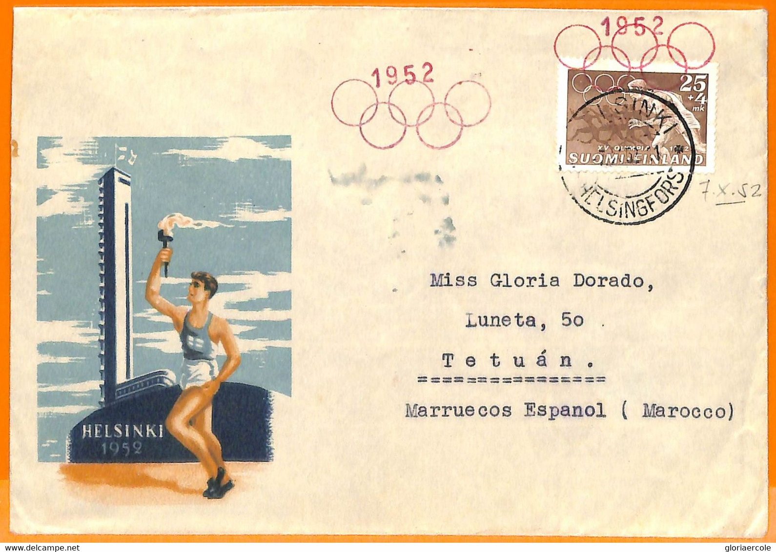 Aa2842 - FINLAND - POSTAL HISTORY - 1952 Olympic Games FDC COVER To TETUAN - Verano 1952: Helsinki