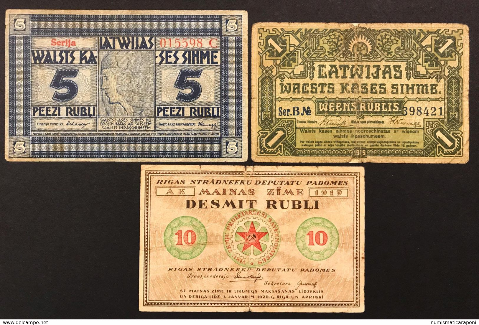 Lettonia LATVIA LETTLAND 1+5+10 RUBLE Rubli 1919  LOTTO 2879 - Lettland