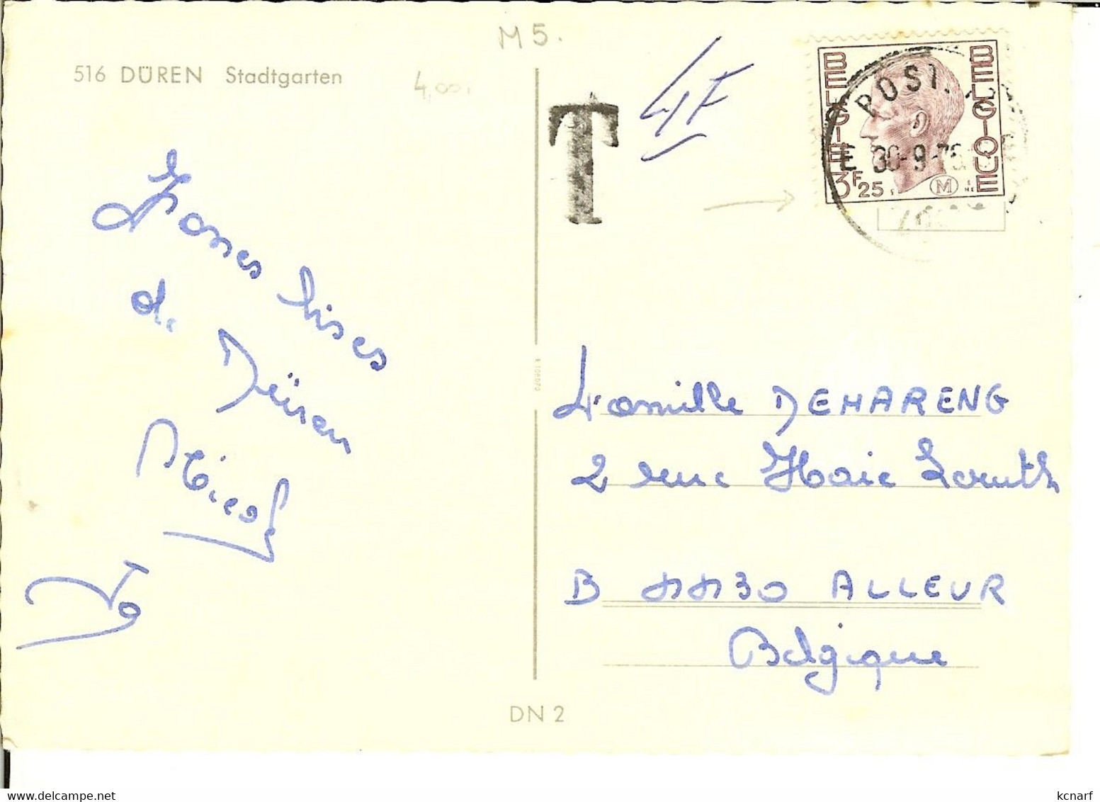 CP De DÜREN " Stadtgarten " Avec Nr M De 3,25 Francs Et Cachet Militaire - Sonstige & Ohne Zuordnung