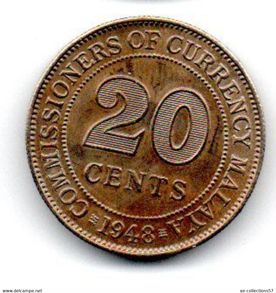 Malaisie -  20 Cents 1948 SUP - Malasia