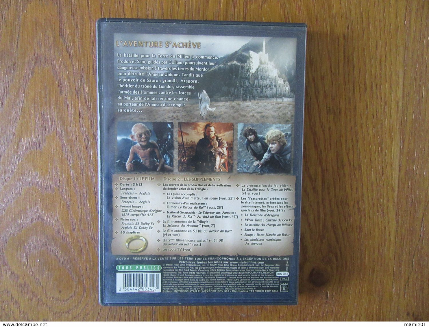 DVD  Le Seigneurs Des Anneaux    Le Retour Du Roi     Disque1: Le Film     Disque 2: Les Suppléments - Sciences-Fictions Et Fantaisie