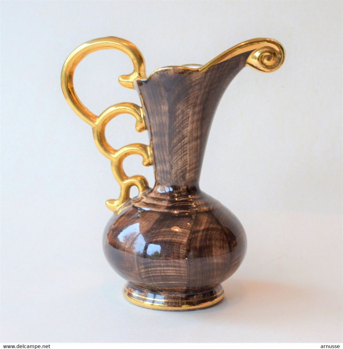 Ancien Vase Aiguière En Faïence XXème Siècle Bequet Quaregnon 17 Cm Très Bon état - Béquet (BEL)