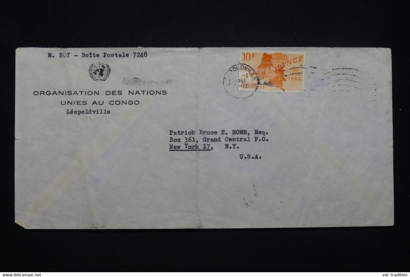 CONGO - Enveloppe Des Nations Unies Au Congo Pour New York En 1961 - L 98642 - Other & Unclassified