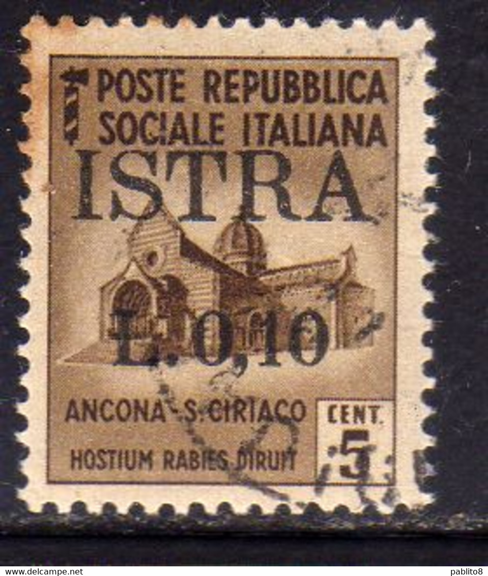 OCCUPAZIONE JUGOSLAVIA IUGOSLAVIA ISTRA ISTRIA POLA 1945 SOPRASTAMPATO D'ITALIA ITALY LIRE 0,10su 5c USATO USED OBLITERE - Ocu. Yugoslava: Trieste