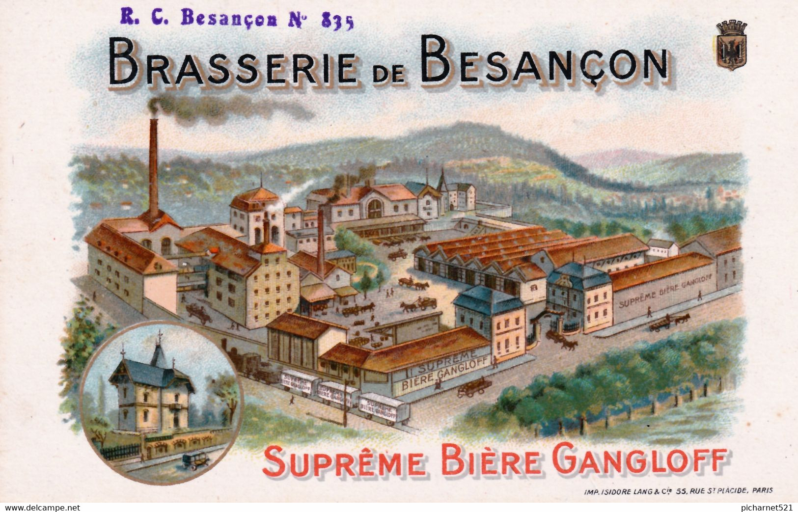 Carte "Brasserie De BESANCON, Suprème Bière Gangloff". Couleurs Litho. TB état. 2 Scan. - Besancon