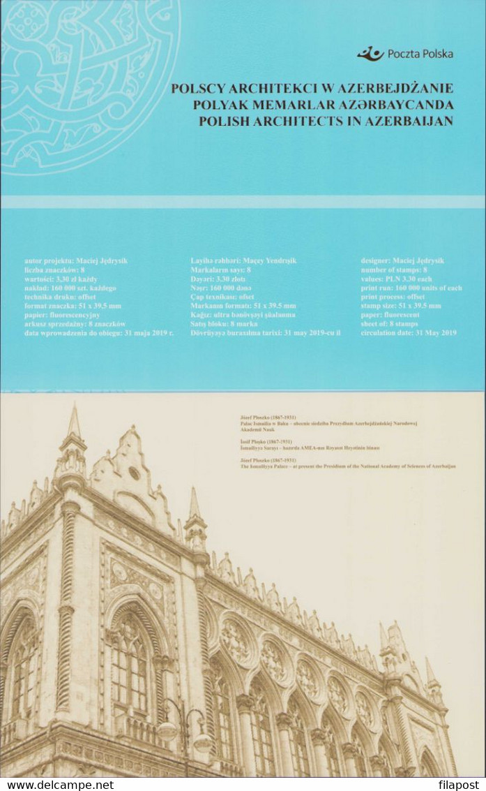 POLAND 2019 Booklet / Polish Architects In Azerbaijan, Buildings, Architecture, City / Sheet MNH** - Cuadernillos