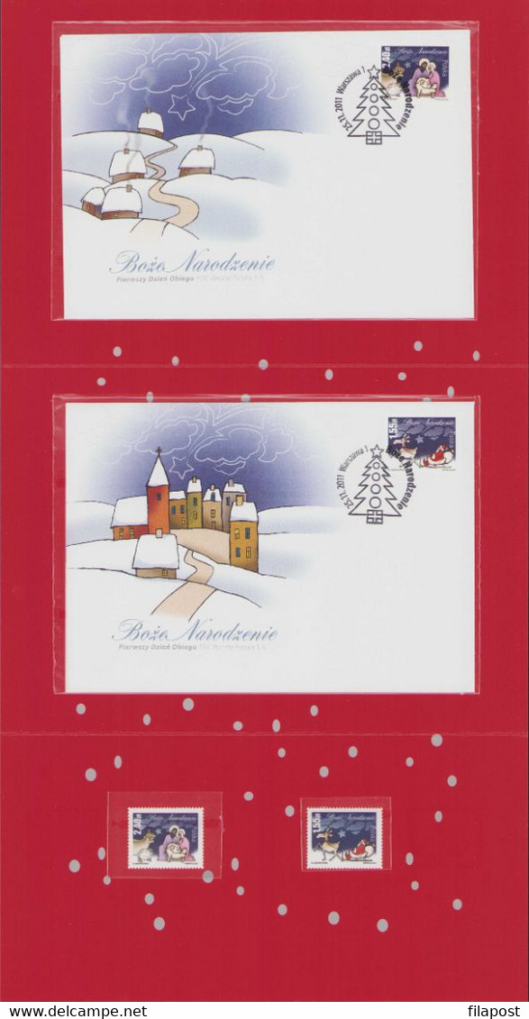 POLAND 2011 Booklet / Christmas Holiday, Saint Mary, Jesus, Santa Claus, Reindeer / 2 FDC + 2 Stamps MNH** - Booklets