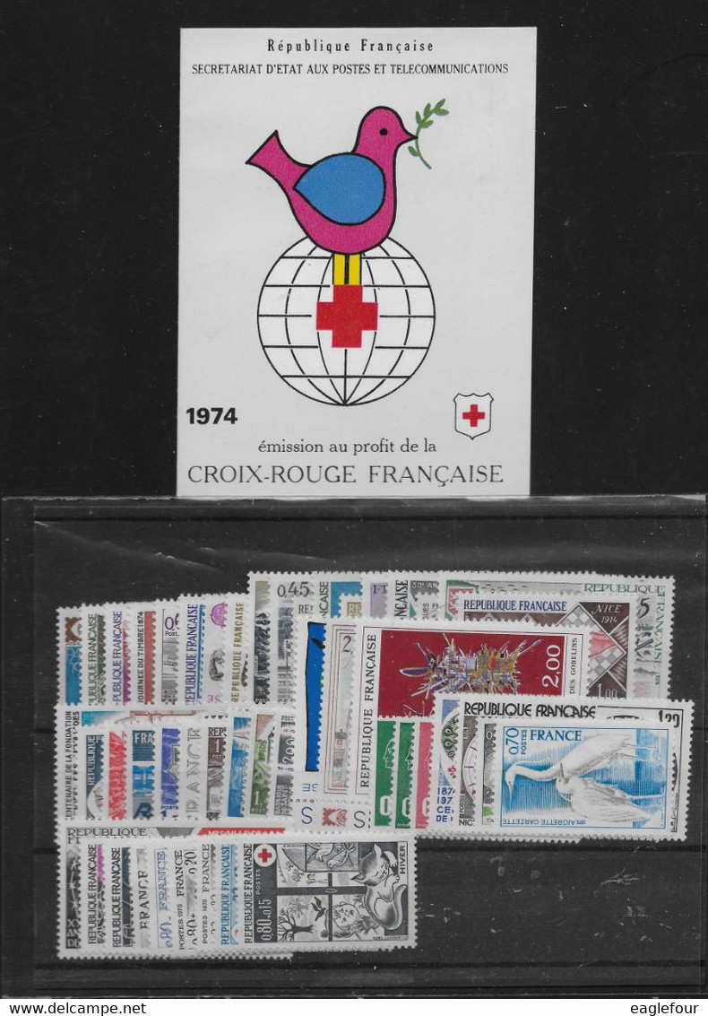 Année Complète 1974 Timbres N° 1783 à 1829 + C2023 ** TTBE - Cote Y&T 2024 De 48 € - 1970-1979