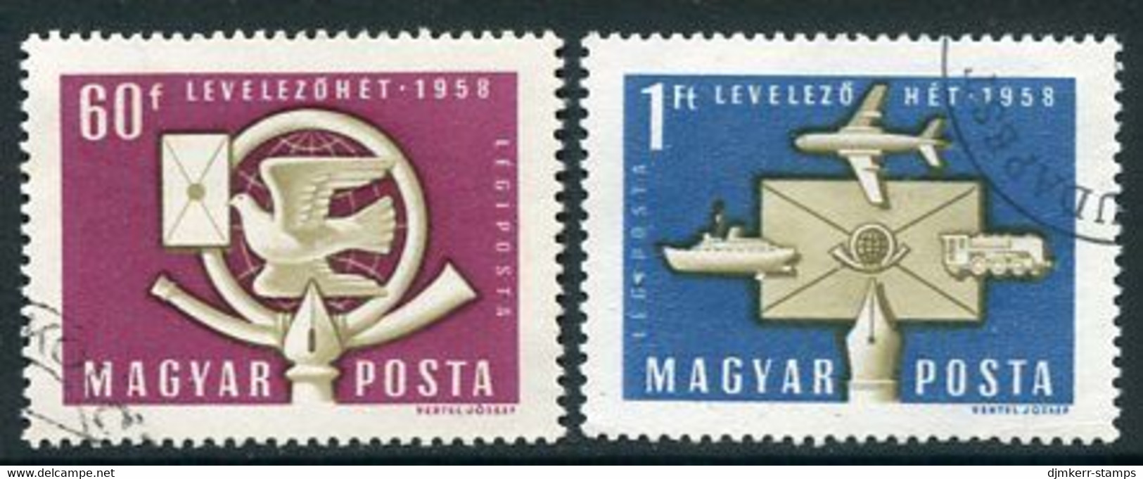 HUNGARY 1958 International Correspondence Week Used.  Michel 1555-56 - Gebraucht