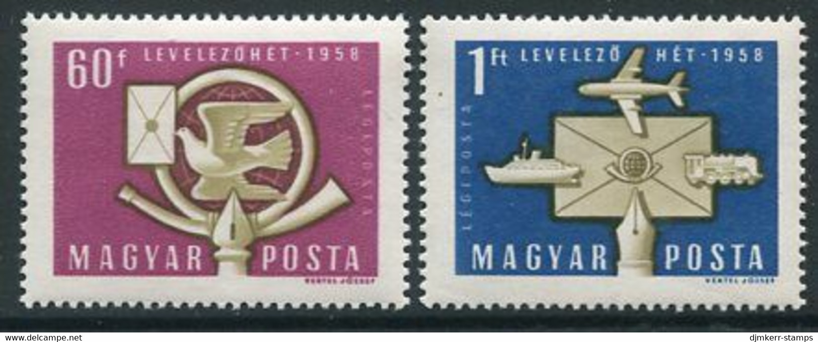 HUNGARY 1958 International Correspondence Week MNH / **.  Michel 1555-56 - Neufs