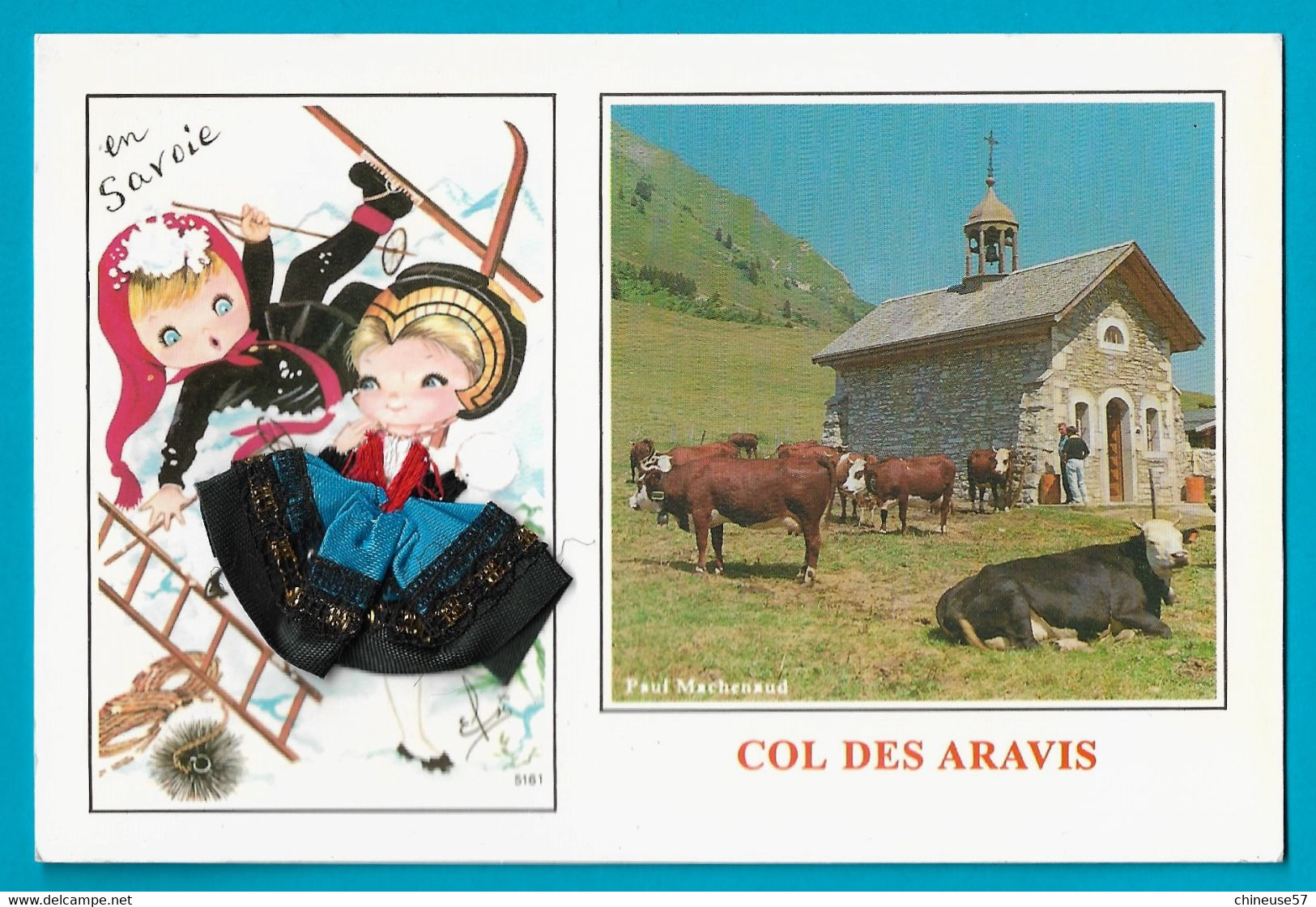 Carte Brodée Fantaisie Folklore En Savoie Col Des Aravis - Ricamate