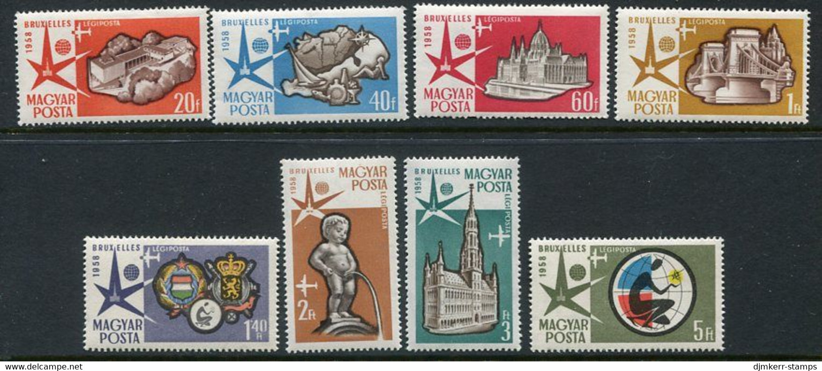 HUNGARY 1958 Brussels World Exhibition EXPO   MNH / **.  Michel 1519-26 - Neufs