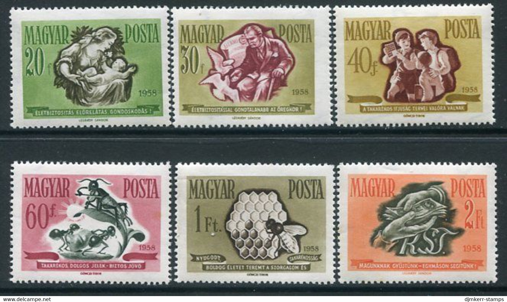 HUNGARY 1958 Savings And Life Insurance MNH / **.  Michel 1513-18 - Unused Stamps