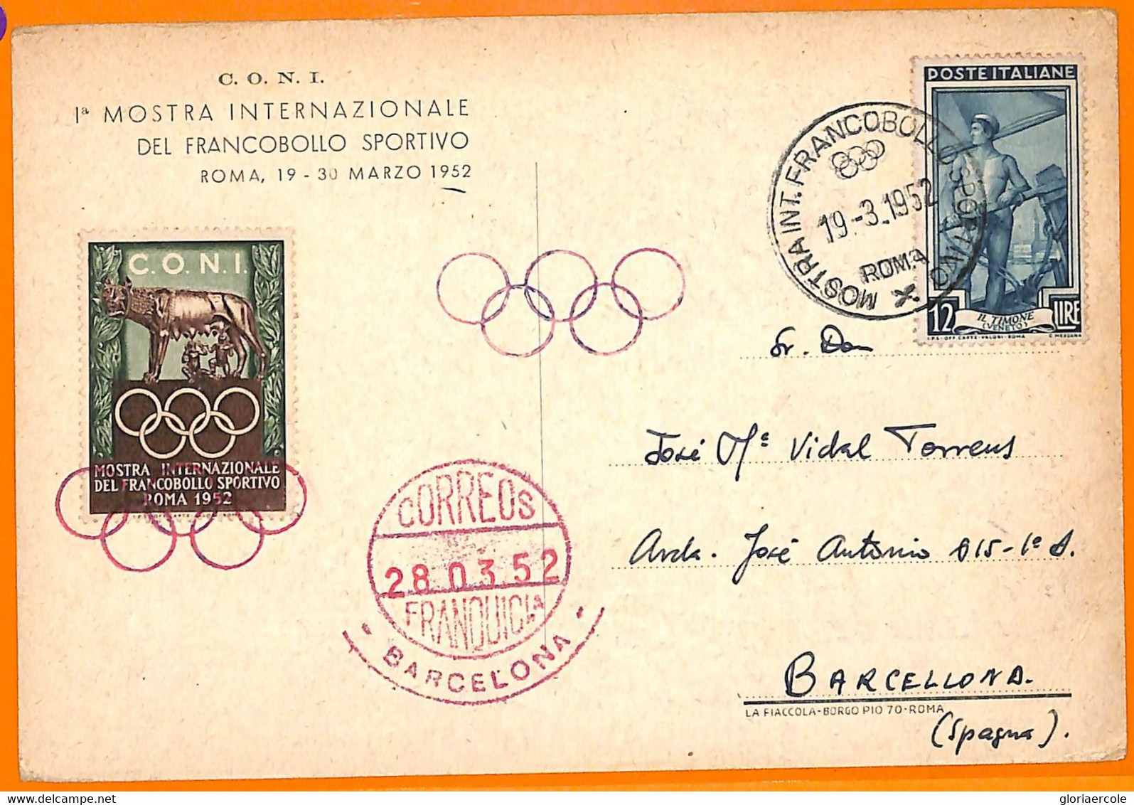 Aa2849 - Postal History - VINTAGE Illustrated CARD - 1952  Olympic Games ITALY - Verano 1952: Helsinki