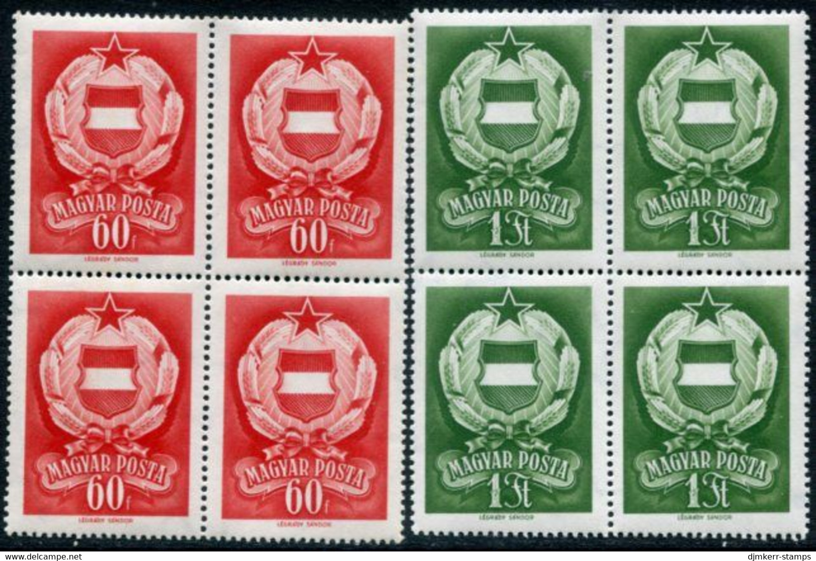 HUNGARY 1957 State Arms Blocks Of 4 MNH / **.  Michel 1498-99 - Unused Stamps