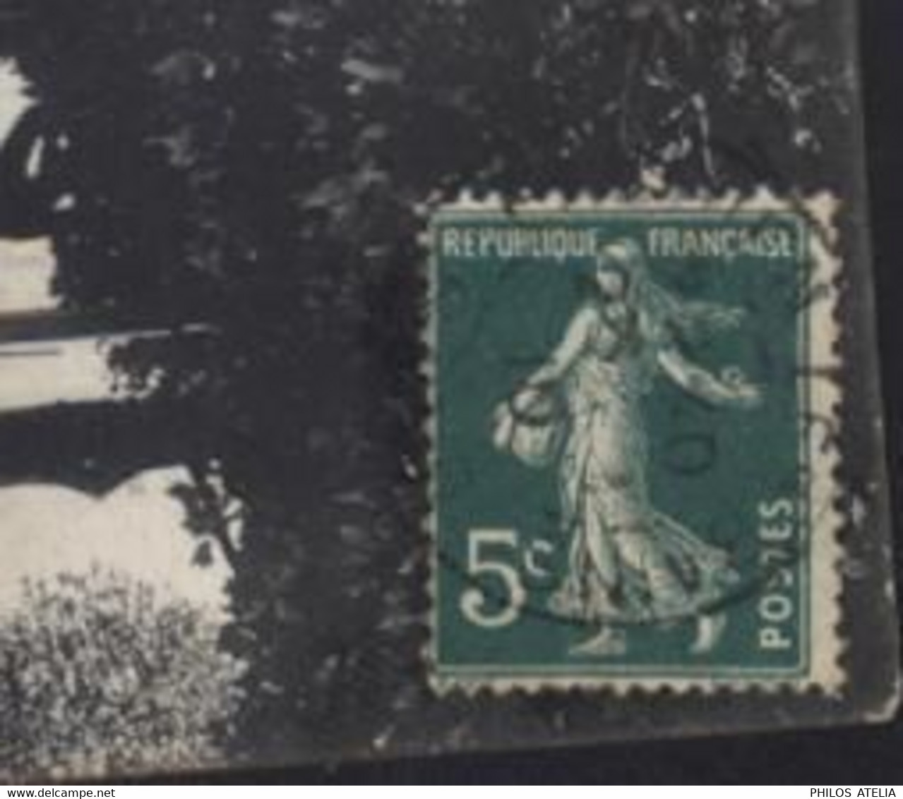 Variété YT 137 Semeuse Camée 5ct Verte Anneau Lune Sur Main à Droite Dite à La Balle CPA Enghien Les Bains 1910 - Storia Postale