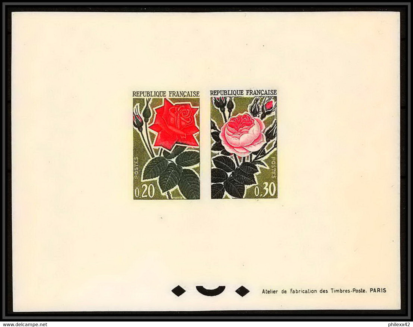 France - N°1356 / 1357 Roses Fleur Flower épreuve De Luxe Collective (deluxe Proof) - Rose