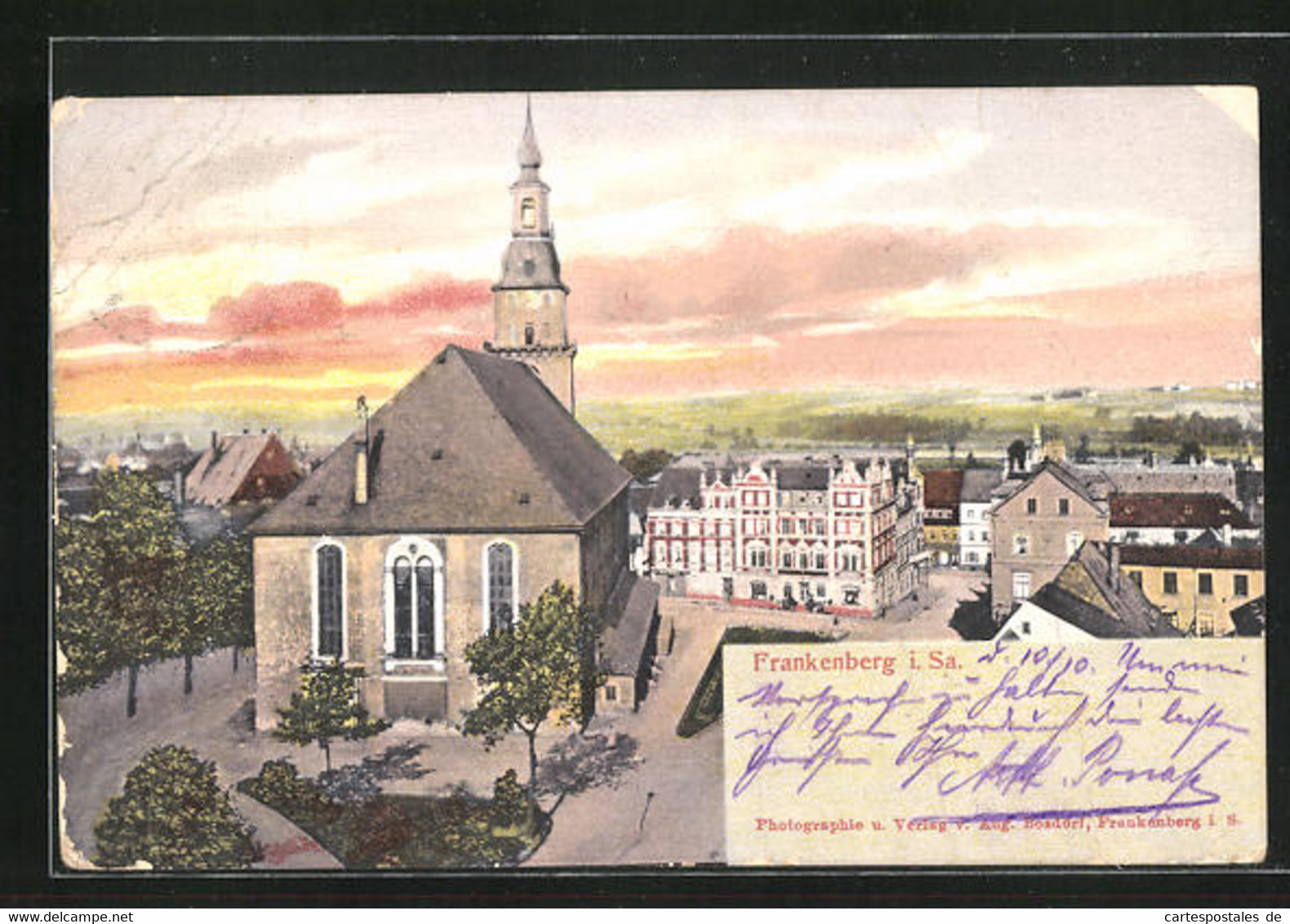 AK Frankenberg I. Sa., Blick Auf Den Marktplatz Und Die Kirche - Frankenberg