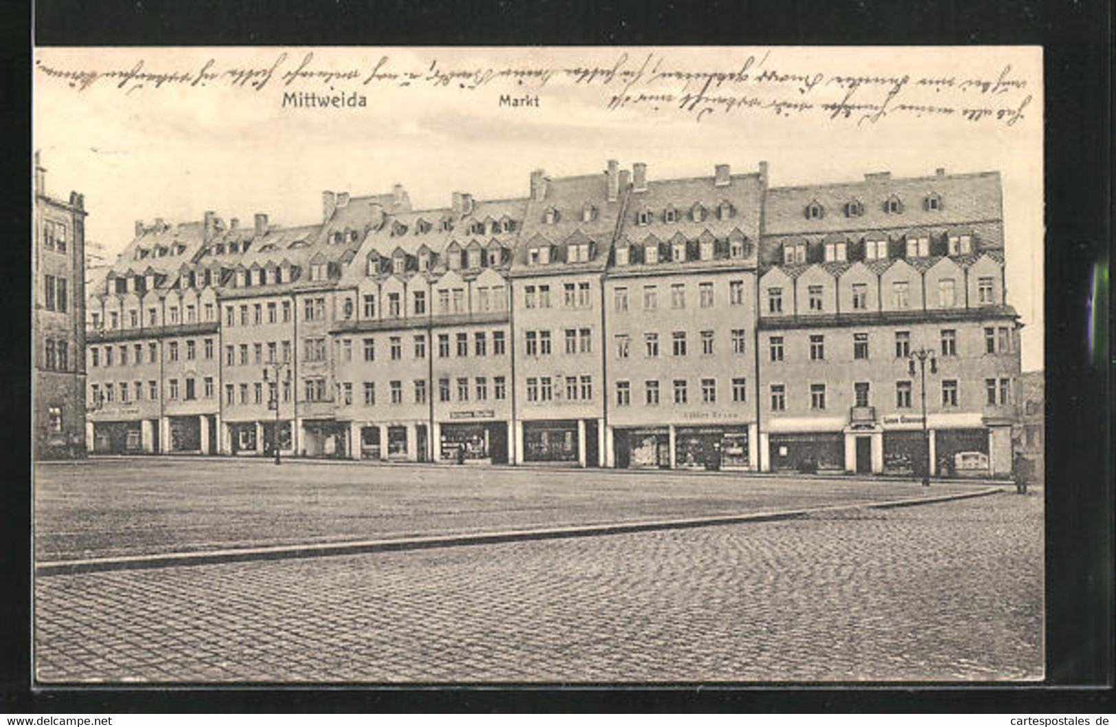 AK Mittweida, Strasse Am Marktplatz Mit Albert Braun Geschäft - Mittweida