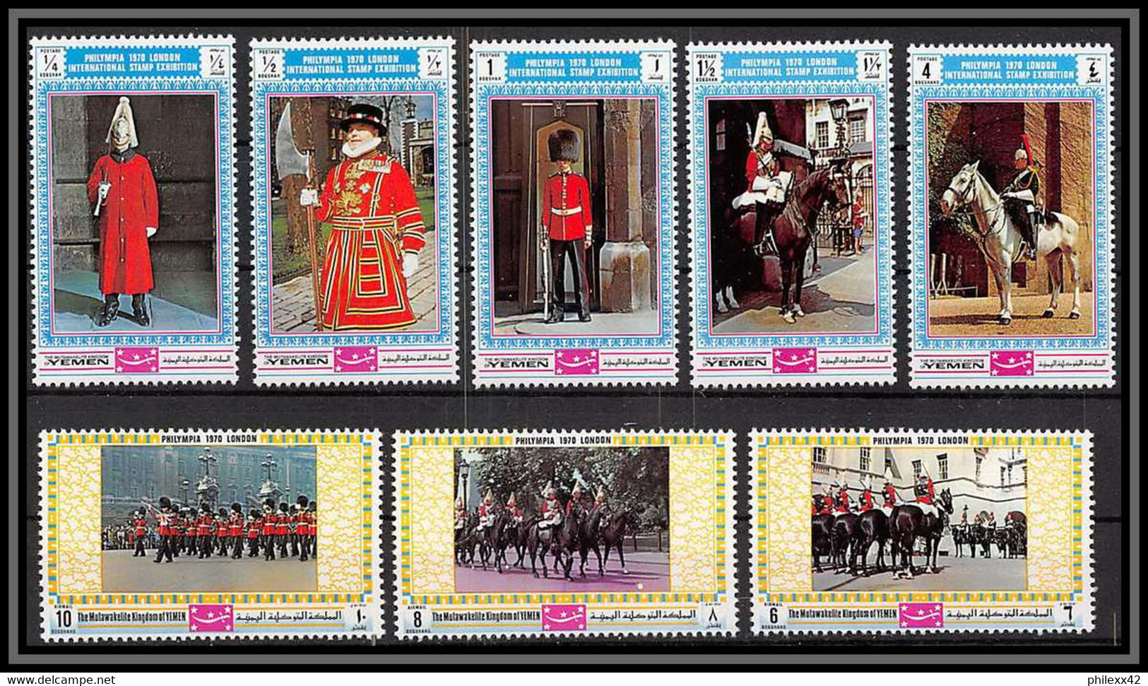 Yemen Royaume (kingdom) - 4153b N°1016/1023 A PHILYMPIA 70 LONDON 1970 Royal Horse Guard Trafalgar Londres ** Mnh - Jemen