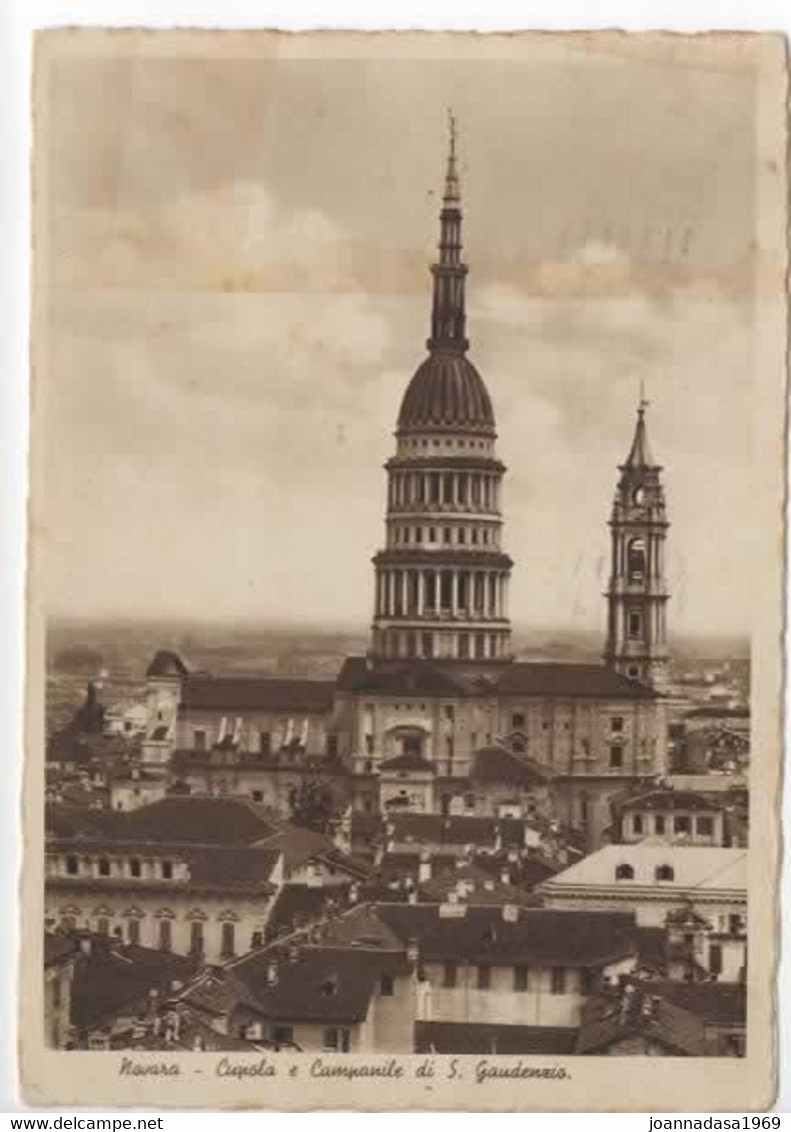 Novara Cupola E Campanile Di San Gaudenzio Contenuto Bellico Viaggiata 1943 - Novara