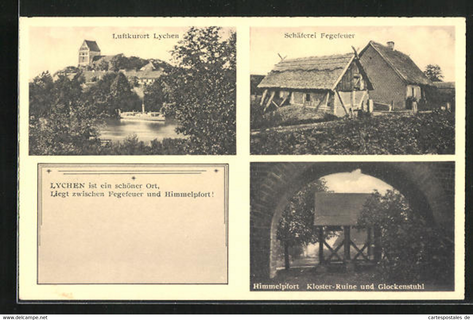 AK Lychen, Schäferei Fegefeuer, Himmelpfort, Kloster-Ruine Und Glockenstuhl - Lychen