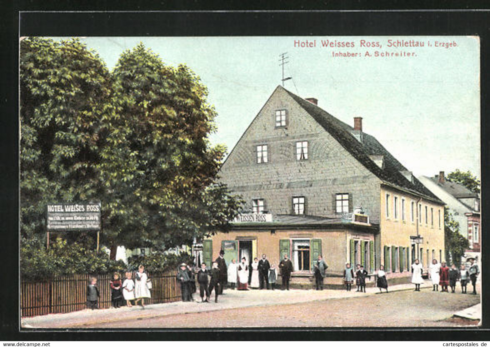 AK Schlettau I. Erzgeb., Hotel Weisses Ross - Schlettau