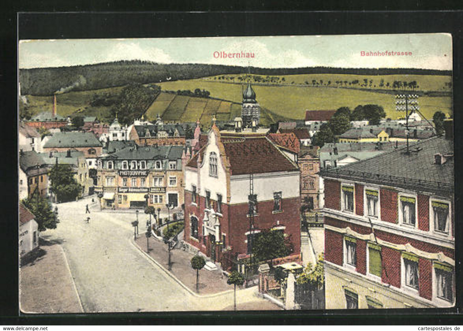 AK Olbernhau, Bahnhofstrasse Aus Der Vogelschau - Olbernhau