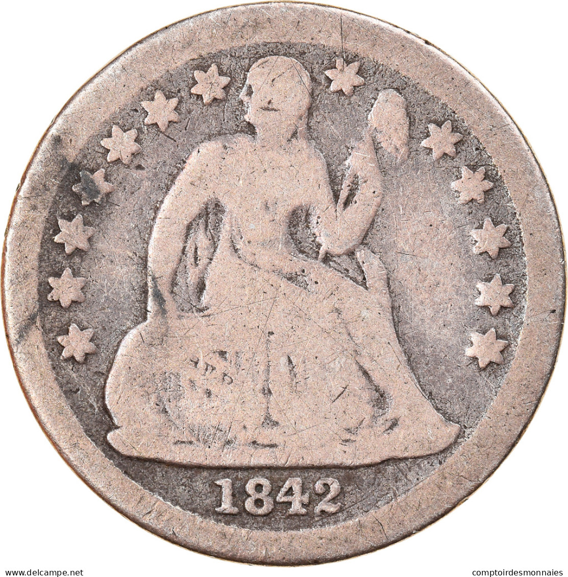 Monnaie, États-Unis, Seated Liberty Dime, Dime, 1842, U.S. Mint, Philadelphie - 1837-1891: Seated Liberty (Liberté Assise)