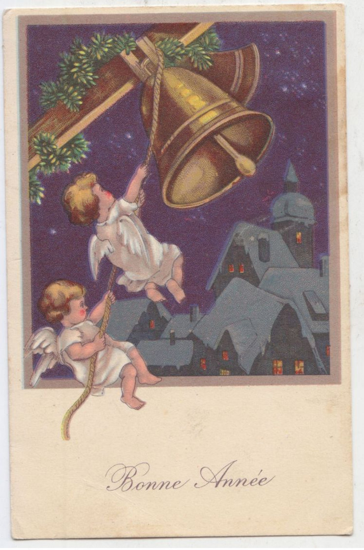 Ancienne Carte Postale - Anges Cloches Bonne Année Angels Bell - Engel