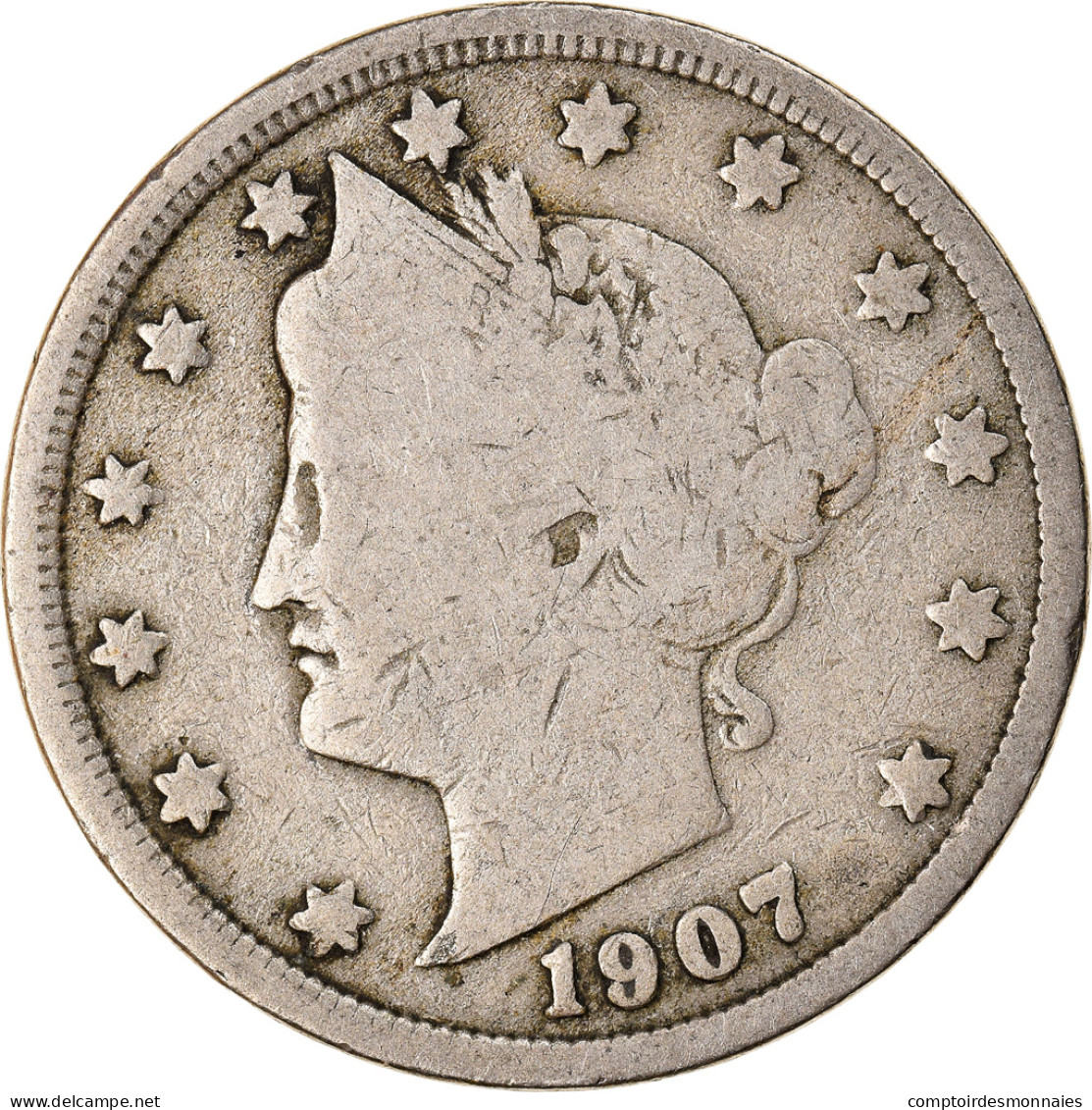 Monnaie, États-Unis, Liberty Nickel, 5 Cents, 1907, Philadelphie, TB - 1883-1913: Liberty (Liberté)