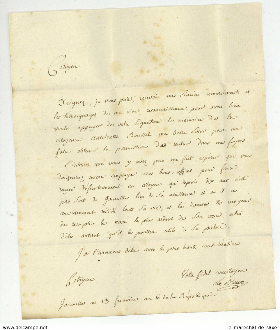 P.50.P. JOINVILLE Pour Paris P.P. 1797 Le Blanc La Loi - 1701-1800: Precursors XVIII