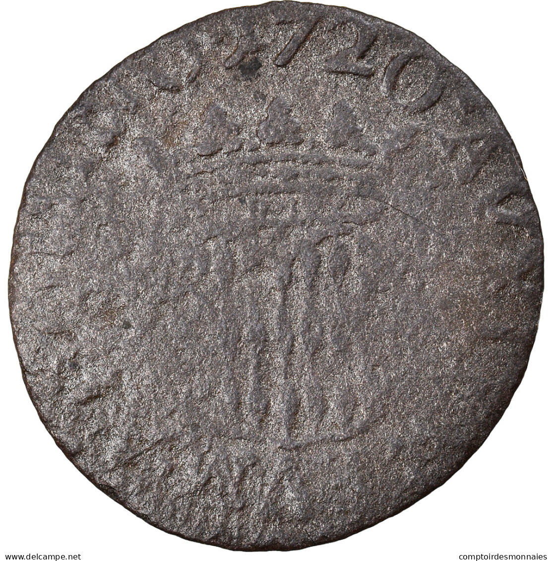 Monnaie, Monaco, Antoine I, 1-1/2 Sols, 1/2 Pezetta, 1720, B, Billon, KM:78 - 1505-1795 Da Luciano I A Sant'Onorato III