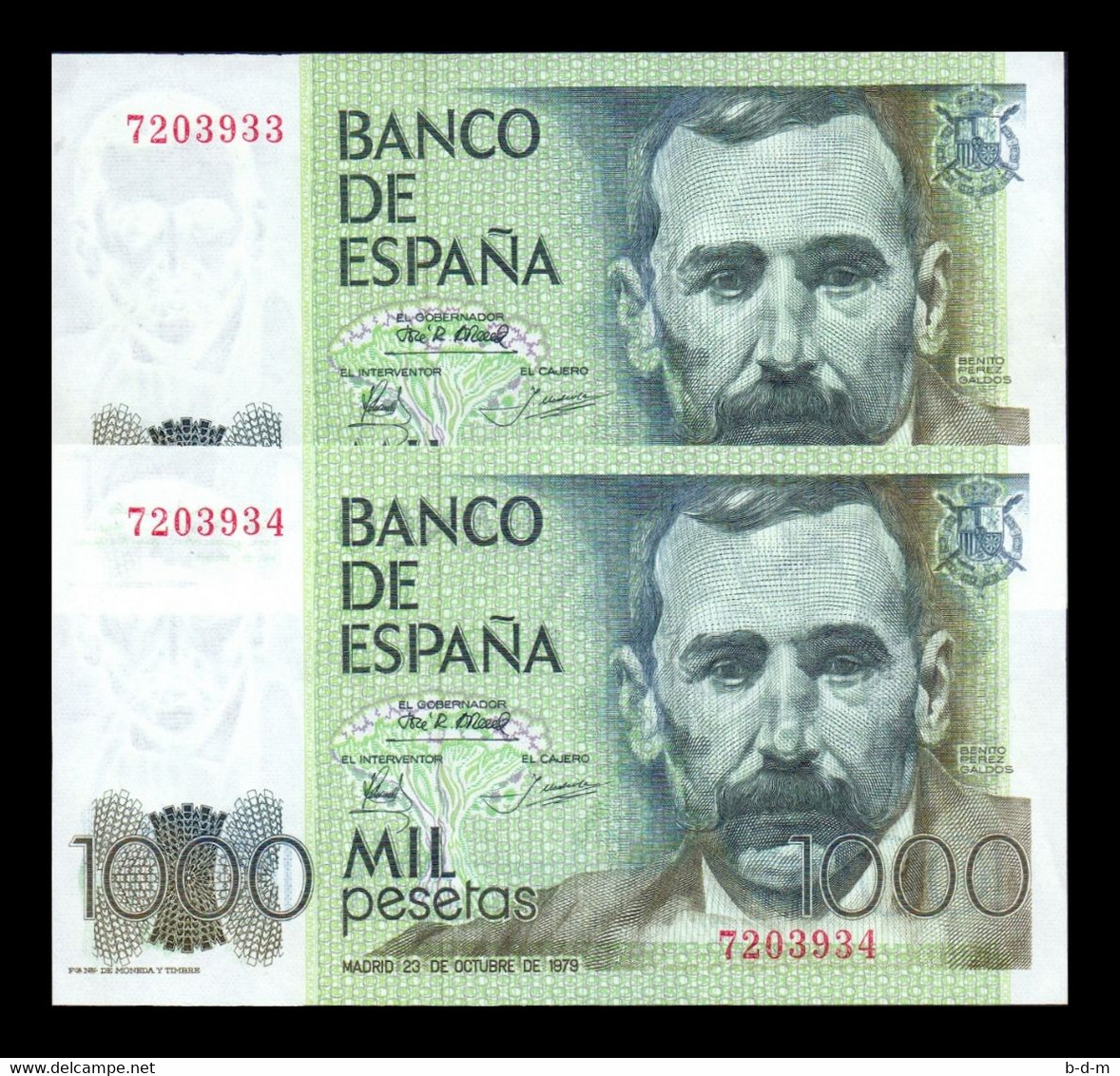 España Pareja 1000 Pesetas Pérez Galdos 1979 Pick 158 Sin Serie EBC XF - [ 4] 1975-… : Juan Carlos I