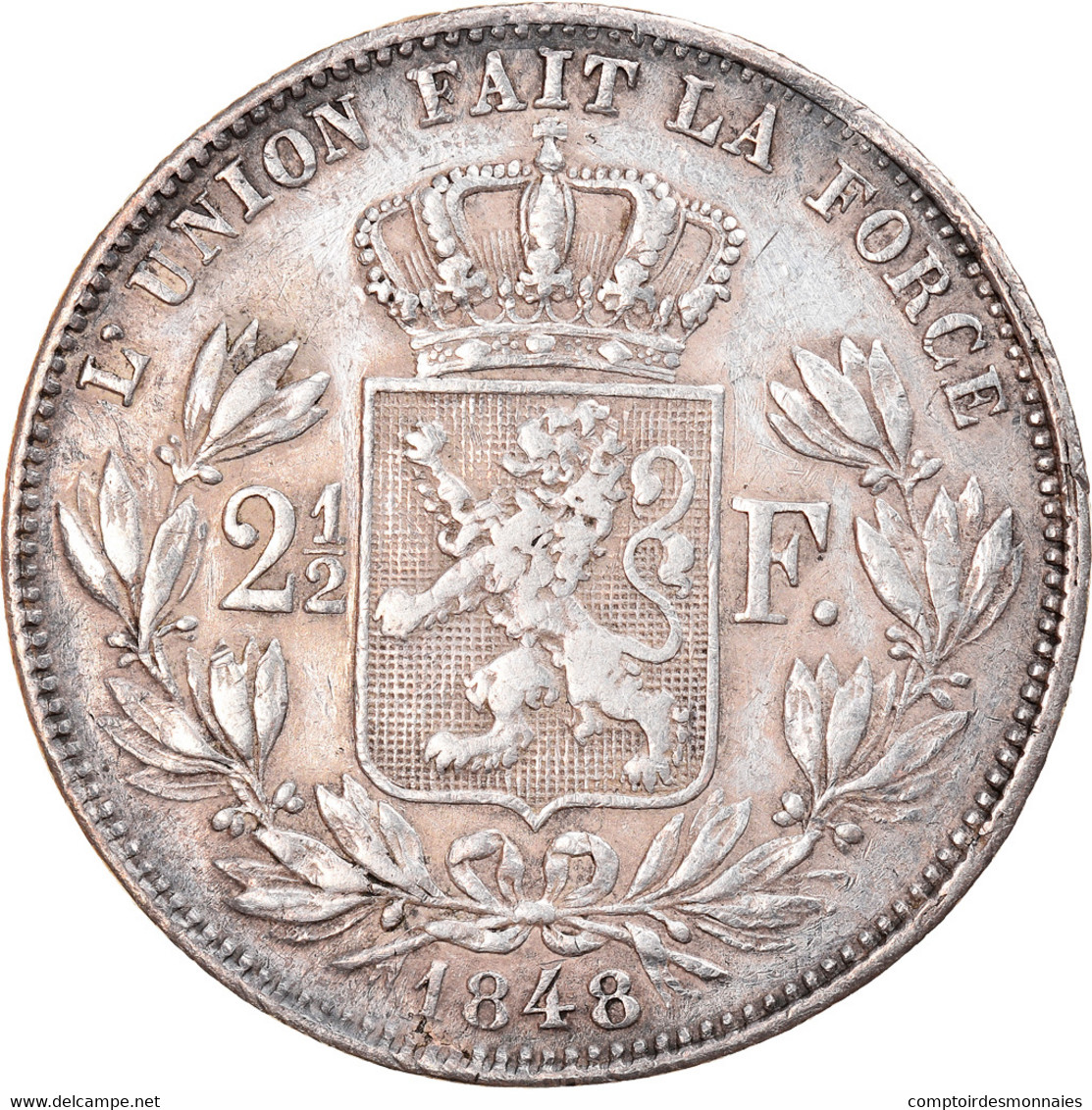 Monnaie, Belgique, Leopold I, 2-1/2 Francs, 1848, Bruxelles, TTB, Argent, KM:11 - 2 ½ Francs