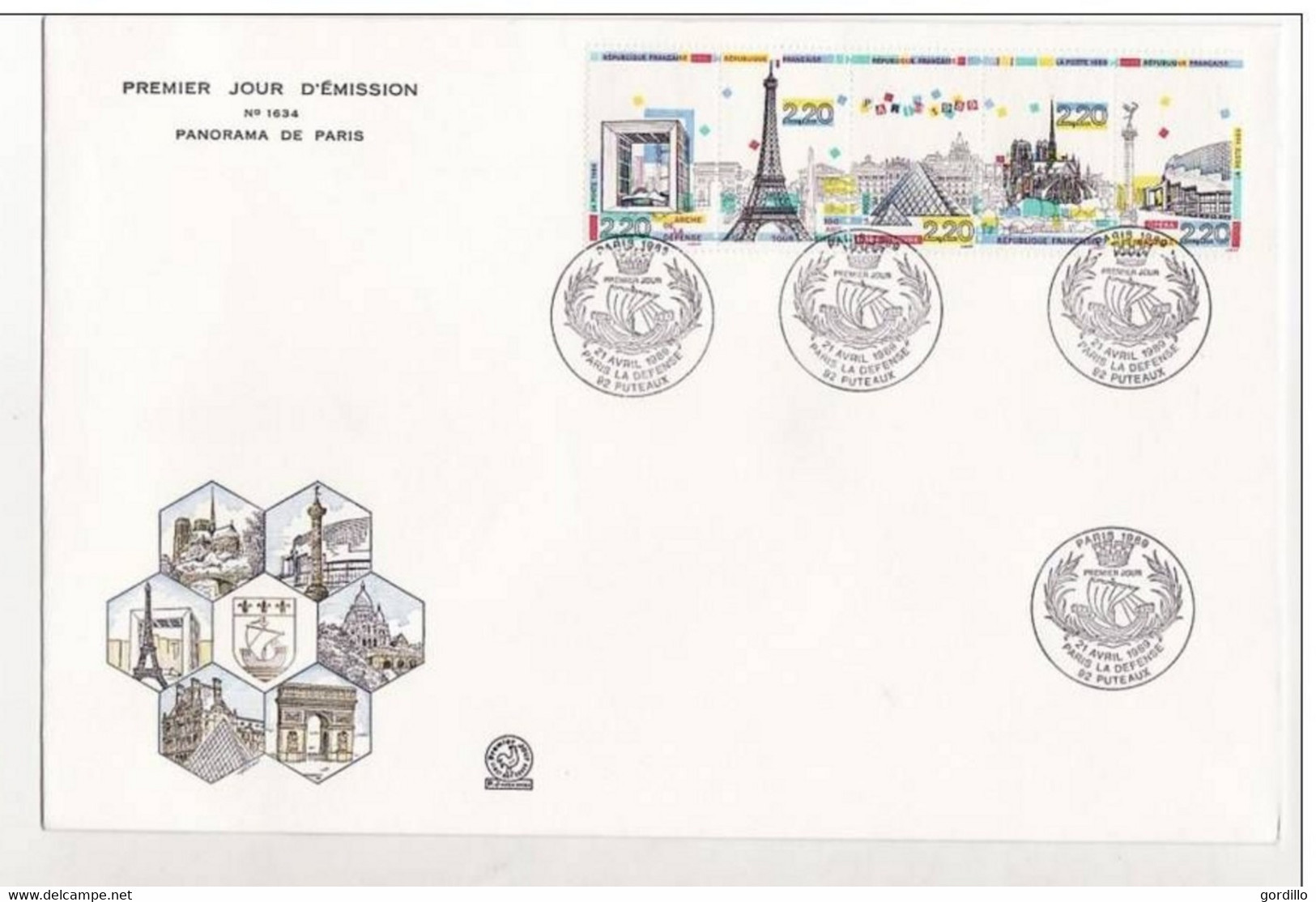 FDC  Grand Format France Panorama De Paris La Defense Puteaux 21 04 1989. - 1980-1989