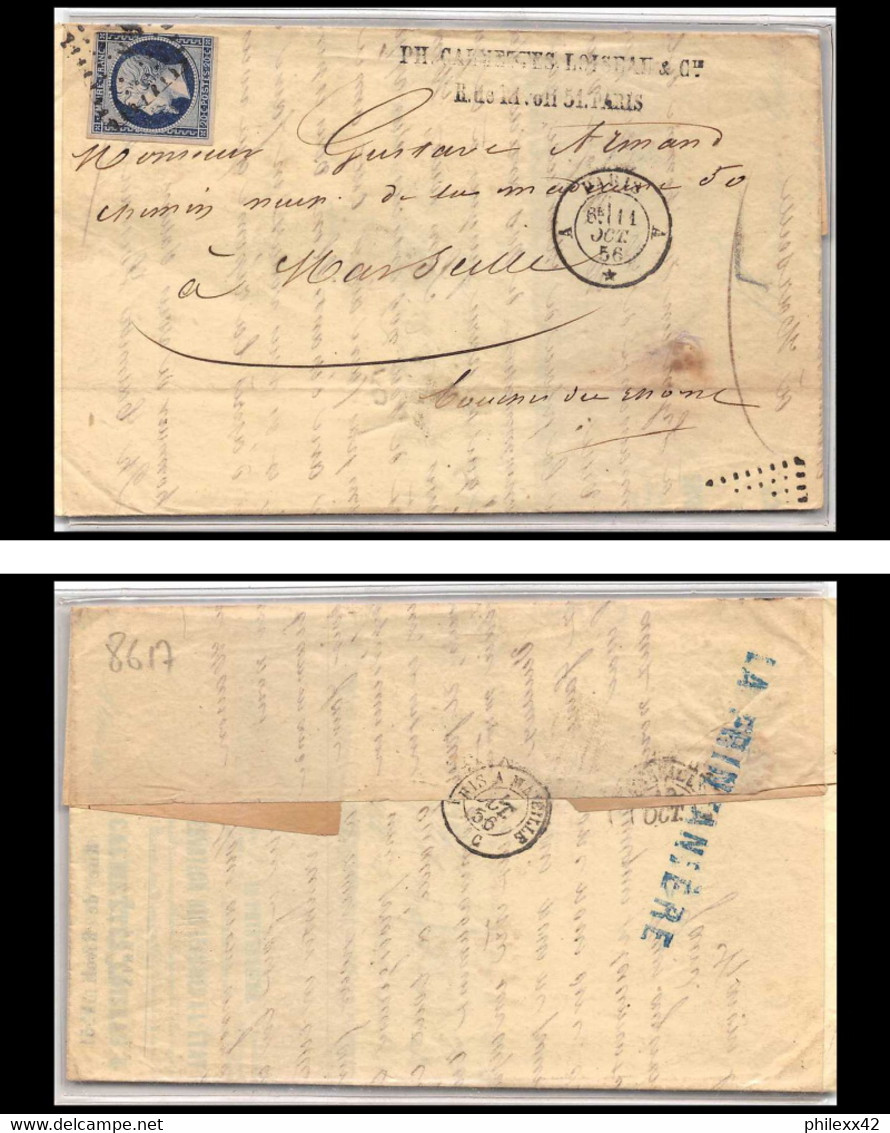 8617 LAC Entete La Printaniere N 14 Napoleon 20c Paris 1856 Pour Marseille France Lettre (cover) - 1849-1876: Periodo Classico