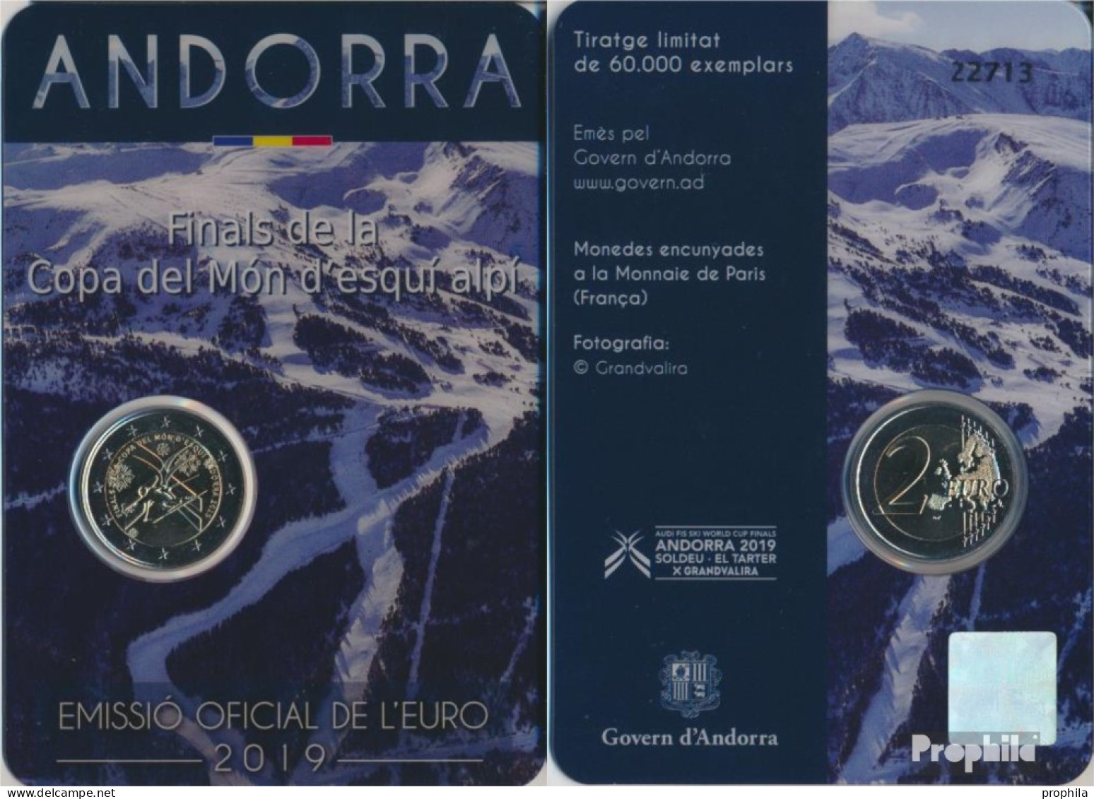 Andorra 2019 Stgl./unzirkuliert Auflage: 60.000 Stgl./unzirkuliert 2019 2 Euro Finale Alpiner Skiweltcup - Andorra