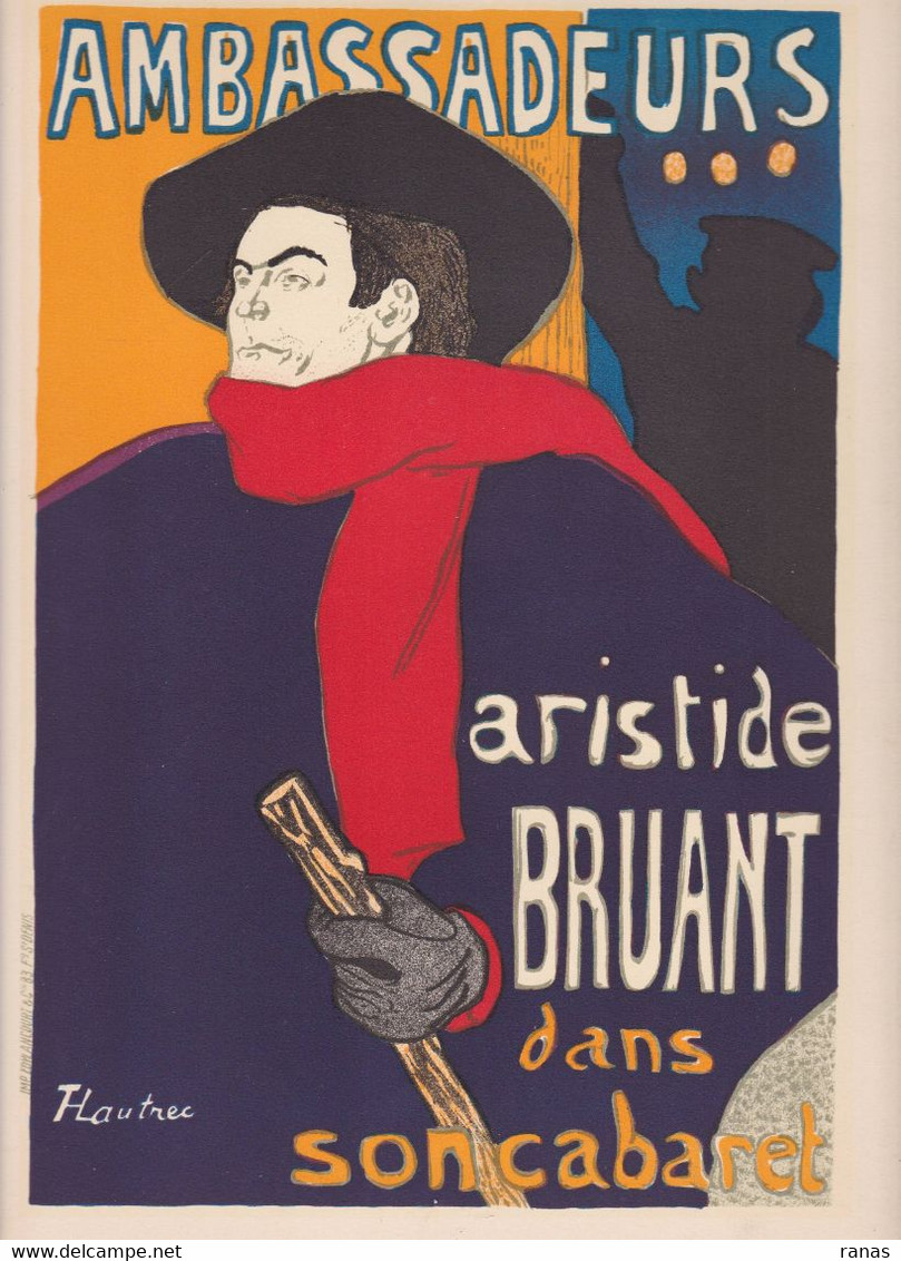 Affiche Lithographie Toulouse Lautrec Art Nouveau Style Les Maitres De L'affiche Aristide BRUANT Cabaret - Posters