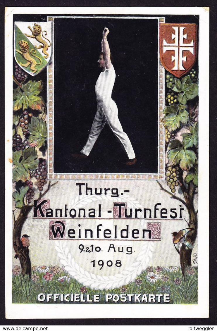 1908  3 AK, Davon 2 Gelaufen, Kantonales Turnfest In Weinfelden. Rückseitig Leicht Fleckig. Offizielle Postkarten. - Weinfelden