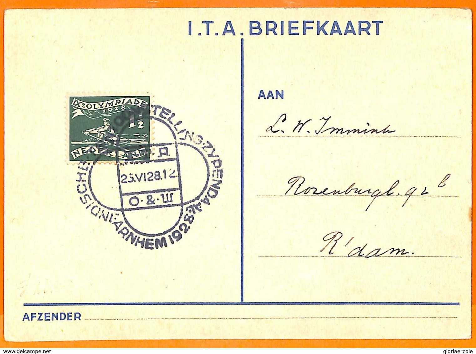 Aa2902 - NETHERLANDS - POSTAL HISTORY - 1928 Olympic Games SPECIAL POSTMARK - Ete 1928: Amsterdam