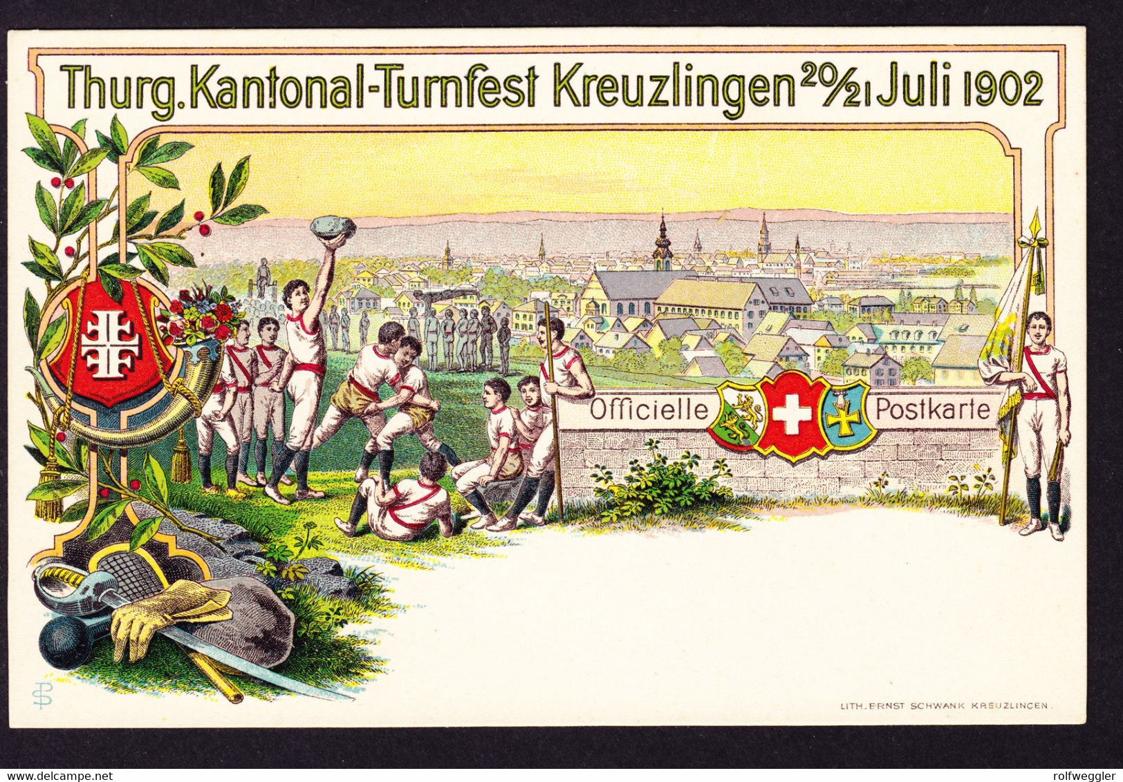 1902 Ungelaufene Offizielle Litho AK. Thurg. Kantonal-Turnfest In Kreuzlingen. - Kreuzlingen