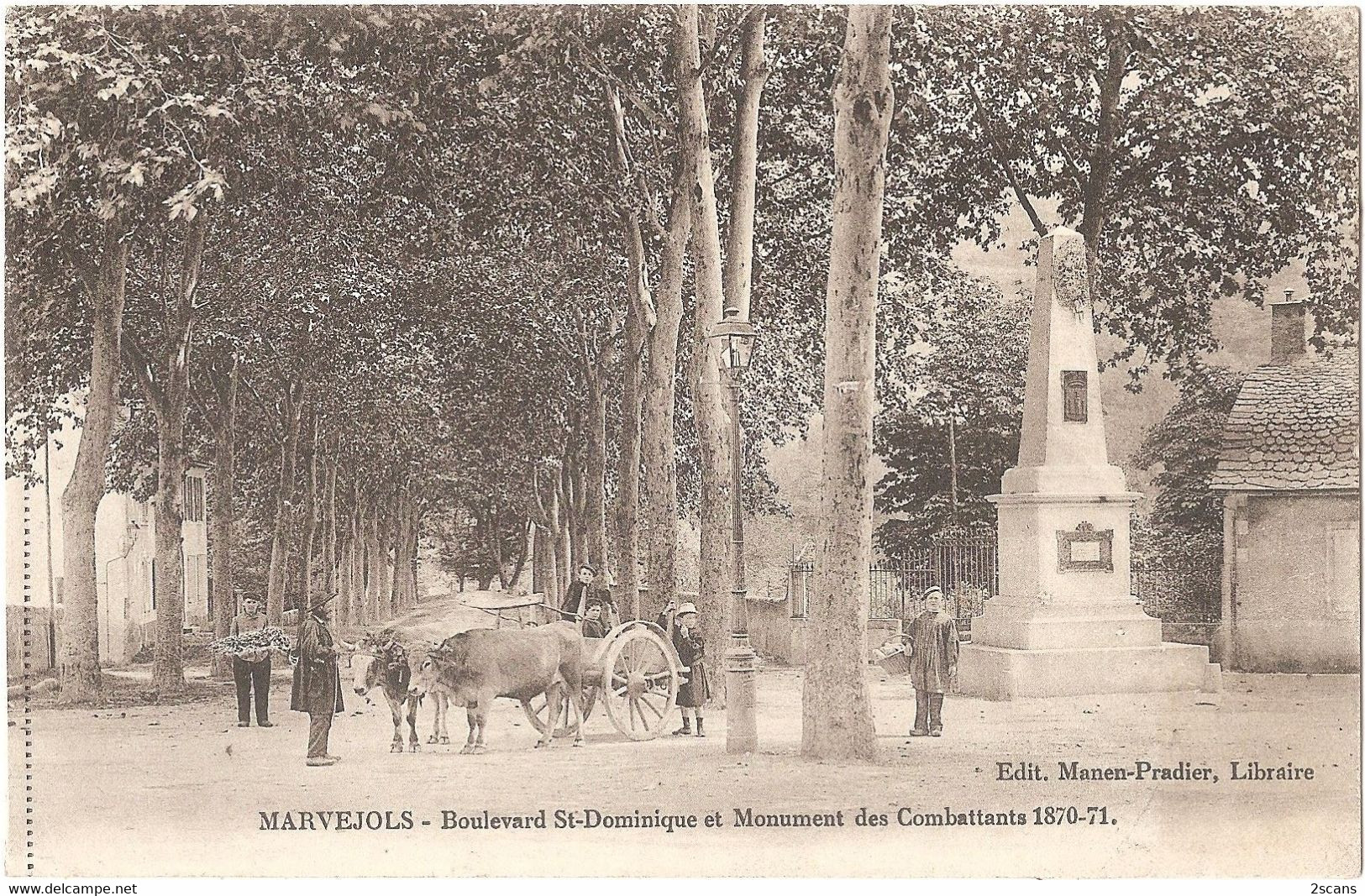 Dépt 48 - MARVEJOLS - Boulevard Saint-Dominique Et Monument Des Combattants 1870-1871 - (Édit. Manen-Pradier, Libraire) - Marvejols