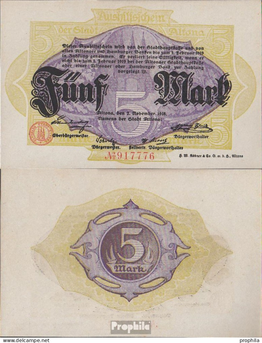 Altona Notgeld Der Stadt Altona Gebraucht (III) 1918 5 Mark Altona - 5 Mark