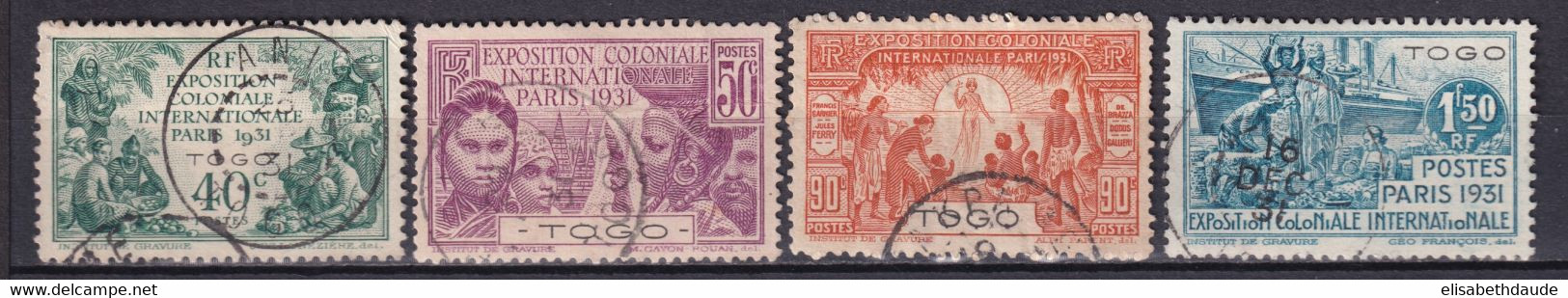 TOGO - 1931 - EXPO 31 YVERT N° 161/164 OBLITERES - COTE = 36 EUR. - Usados