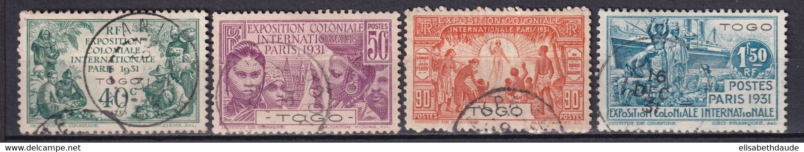 TOGO - 1931 - EXPO 31 YVERT N° 161/164 OBLITERES - COTE = 36 EUR. - Used Stamps