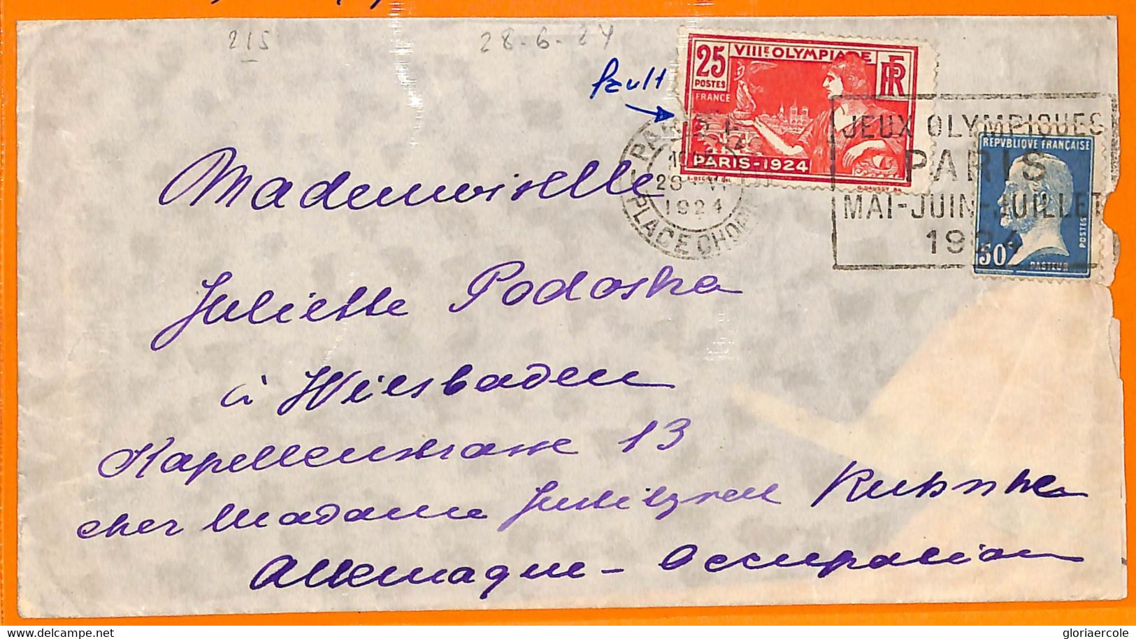 Aa2919 - FRANCE - POSTAL HISTORY - 1924 Olympic Games STAMP + POSTMARK On COVER - Ete 1924: Paris