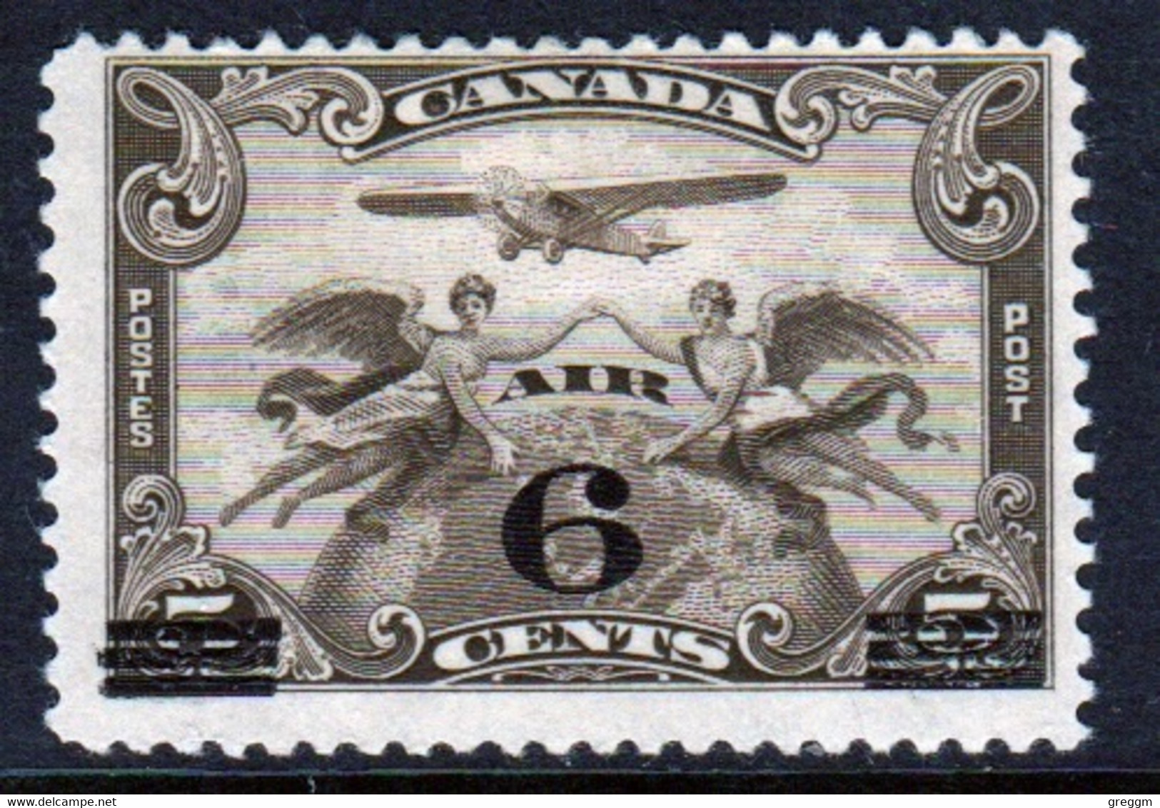 Canada 1932 Single 5c Definitive Air Stamp With 6 Cent Overprinted On It In Mounted Mint - Neufs