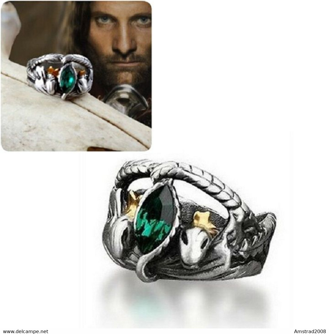 II SIGNORE DEGLI ANELLI ANELLO ARAGORN THE LORD OF THE RING ARGENTATO COSPLAY - Rings
